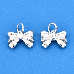 925 Sterling Silver Bowknot Charms, with 925 Stamp & Jump Rings, Silver, 8.5x11.5x3mm, Hole: 3mm(STER-T007-101S)