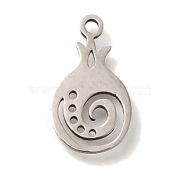 201 Stainless Steel Pendants, Fruit Charms, Pomegranate, 14.5x8x1mm, Hole: 1.2mm(STAS-R136-01P-04)