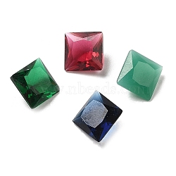 Pointed Back Glass Rhinestone Cabochons, Faceted Square, Mixed Color, 8x8x4~5mm(GLAA-B012-38A)