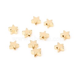 Brass Beads, Long-Lasting Plated, Star, Real 14K Gold Plated, 6x6x3mm, Hole: 1.2mm(KK-WH0034-01C-G)