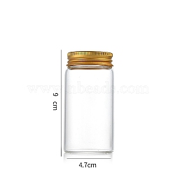 Column Glass Screw Top Bead Storage Tubes, Clear Glass Bottles with Aluminum Lips, Golden, 4.7x9cm, Capacity: 120ml(4.06fl. oz)(CON-WH0086-094E-02)