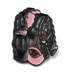 Human Girl Enamel Pins, Black Alloy Brooch for Backpack Clothes, Pink, 30x23x1.2mm(JEWB-H020-05EB-04)