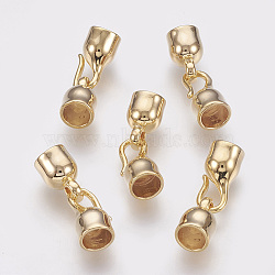 Brass Hook Clasps, Nickel Free, Real 18K Gold Plated, 25x8mm, Inner Diameter: 5.5~6mm(X-KK-Q735-215G)