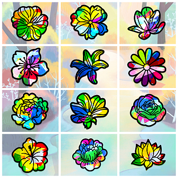 Suncatcher Craft Set, for Kids Window Paint Art Painting, Flower Pattern, 19.9~21x7.6~21cm, about 12pcs/set