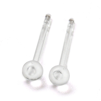 Resin Stud Earring Findings, Ball, Clear, 14mm, Pin: 0.8mm