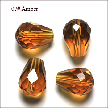 Imitation Austrian Crystal Beads, Grade AAA, Faceted, Drop, Goldenrod, 10x12mm, Hole: 0.9~1.5mm