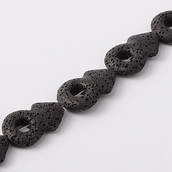 Synthetic Lava Rock Bead Strands, Male Gender Sign/Mars, Dyed, Black, 34x22x8mm, Hole: 1mm, about 12pcs/strand, 15.7 inch