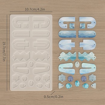 DIY Silicone Molds, Decoration Making, Resin Casting Molds, For UV Resin, Epoxy Resin Jewelry Making, Clear, 200x110x5mm, Hole: 2mm, Inner Diameter: 11.5~44x13~29mm