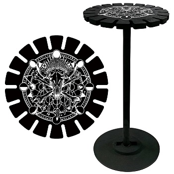 Wooden Wheel, Wooden Display Shelf, Black Holder Stand, Rustic Divination Pendulum Storage Rack, Witch Stuff, Skull, 120x10mm, Hole: 20mm