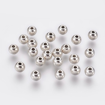 Tibetan Style Alloy Beads, Cadmium Free & Nickel Free & Lead Free, Round, Antique Silver, 5x4mm, Hole: 1mm
