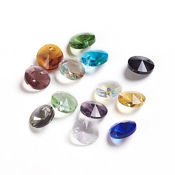 Glass Charms, Faceted, Cone, Mixed Color, 8x4mm, Hole: 1~1.2mm