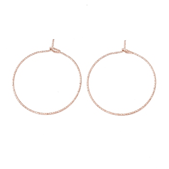 Ion Plating(IP) 316 Surgical Stainless Steel Hoop Earrings Findings, Wine Glass Charms Rings, Rose Gold, 25x21mm, Pin: 0.6mm