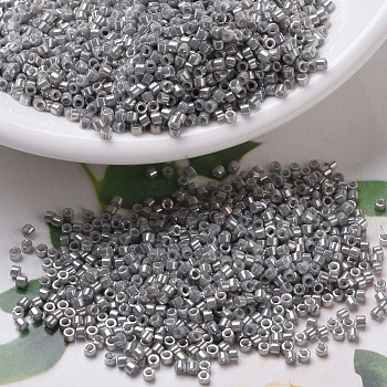 MIYUKI Delica Beads Small, Cylinder, Japanese Seed Beads, 15/0, (DBS0251) Opaque Smoke Gray Luster, 1.1x1.3mm, Hole: 0.7mm, about 3500pcs/10g