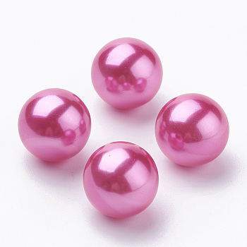Eco-Friendly Plastic Imitation Pearl Beads, High Luster, Grade A, No Hole Beads, Round, Fuchsia, 8mm