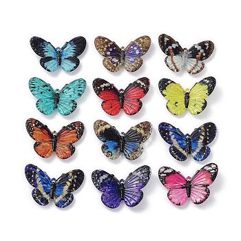 Spray Painted Acrylic Pendants, Butterfly, Mixed Color, 30x41x3mm, Hole: 1.6x1.5mm