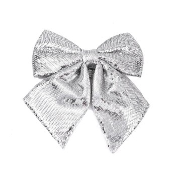 Christmas Plastic Sequin Big Bowknot Pendant Decorations, for Christmas Tree Hanging Ornaments, Gainsboro, 240x230x35mm