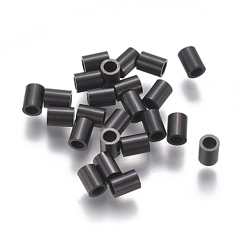 304 Stainless Steel Tube Beads, Electrophoresis Black, 4x3mm, Hole: 2mm
