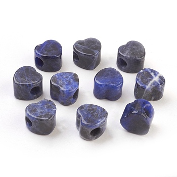 Natural Sodalite European Beads, Large Hole Beads, Heart, 13~14x13~14x9~10mm, Hole: 5.5~6mm