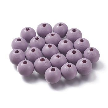 Painted Natural Wood Beads, Round, Thistle, 16mm, Hole: 4mm