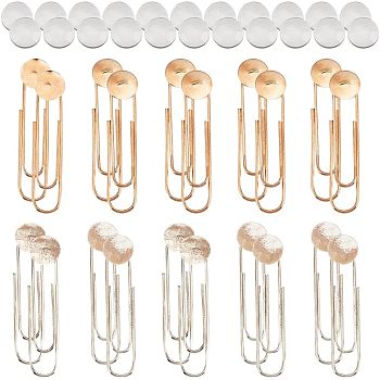 DIY Blank Dome Safety Pin Brooch Making Kit, Including Alloy Brooch Base Settings, Glass Cabochons, Platinum & Light Gold, 10Pcs/box