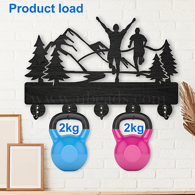 Wood & Iron Wall Mounted Hook Hangers(HJEW-WH0055-007)-4