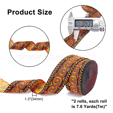 Ethnic style Embroidery Polyester Ribbons(OCOR-WH0063-31)-2
