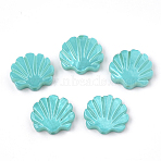 Freshwater Shell Beads, Spray Painted, Scallop Shell Shape, Turquoise, 11.5~12x12.5~13x2~3mm, Hole: 0.8mm(X-SHEL-S274-14B)