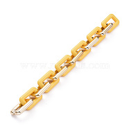 Handmade CCB Plastic Cable Chains, with Opaque Acrylic Linking Rings, Golden, Yellow, Links: 30x20x6mm, 39.37 inch(1m)/strand(AJEW-JB00669-06)