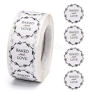 Baked with Love Stickers, Self-Adhesive Paper Gift Tag Stickers, for Party, Decorative Presents, Word, 24.5mm, 500pcs/roll(X-DIY-E023-07G)