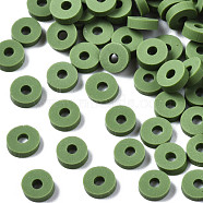 Handmade Polymer Clay Beads, Disc/Flat Round, Heishi Beads, Olive Drab, 4x1mm, Hole: 1mm, about 55000pcs/1000g(CLAY-R067-4.0mm-B43)