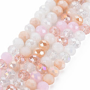 Electroplate Glass Beads Strands, AB Color Plated, Faceted, Rondelle, Pearl Pink, 7.5~8x6mm, Hole: 1.5mm, about 69~72pcs/strand, 16.54 inch~17.24 inch(42cm~43.8cm)(X-EGLA-S194-18H)