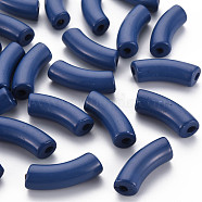 Opaque Acrylic Beads, Curved Tube, Prussian Blue, 36x13.5x11.5mm, Hole: 4mm, about 148pcs/500g(MACR-S372-001B-18-3921)