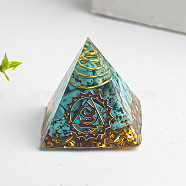 Chakra Theme Orgonite Pyramid Resin Energy Generators, Reiki Synthetic Turquoise Chips Inside for Home Office Desk Decoration, 30mm(WG78315-03)