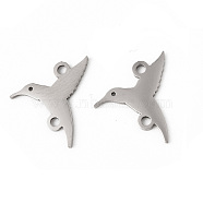 201 Stainless Steel Connector Charms, Hummingbird Links, Stainless Steel Color, 15.5x13.5x1mm, Hole: 1.4mm(STAS-K251-086P)