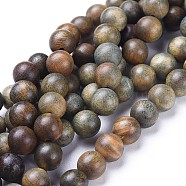 Natural Sandalwood Beads Strands, Round, Olive, 10mm, Hole: 1.2mm, about 40pcs/strand, 15.7 inch(40cm)(X-WOOD-F008-02-D)