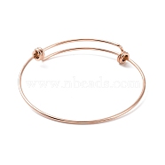 201 Stainless Steel Wire Wrap Extensible Bangle for Women, Rose Gold, Inner Diameter: 2-1/2 inch(6.2cm)(BJEW-P285-04RG)