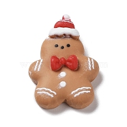 Christmas Theme Opaque Resin Cabochons, with Enamel, Gingerbread Man, 25.5x18x7mm(RESI-Q217-03J)