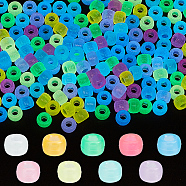 540Pcs 9 Colors Transparent & Luminous Plastic Beads, Frosted, Glow in the Dark, Barrel, Mixed Color, 9x6mm, Hole: 3.8mm, 60pcs/color(KY-SC0001-85)