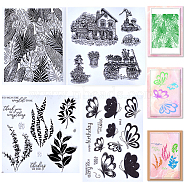 4Pcs 4 Styles Plant Clear Silicone Stamps, for DIY Scrapbooking, Photo Album Decorative, Cards Making, Mixed Shapes, 110~139x139~160x3mm, 1pc/style(DIY-CP0009-80B)