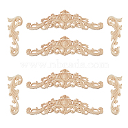 8Pcs 2 Styles Natural Solid Wood Carved Onlay Applique Craft, Unpainted Onlay Furniture Home Decoration, Blanched Almond, 60~80x160~300x7~7.5mm, 4pcs/style(AJEW-DC0001-61)