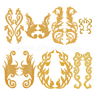 14Pcs 7 Style Auspicious Cloud Computerized Embroidery Cloth Iron on/Sew on Patches, Costume Accessories, Metallic Appliques, Gold, 111~227x45~113x0.9~1mm, 2pcs/style(DIY-GA0006-30)