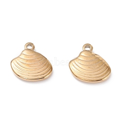 Ion Plating(IP) 316 Surgical Stainless Steel Charms, Shell, Real 24K Gold Plated, 14x13x3mm, Hole: 1.8mm(STAS-H163-01G)