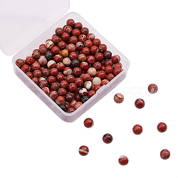 200Pcs Natural Red Jasper Bead, Round, 8mm, Hole: 1mm(G-CJ0001-59)