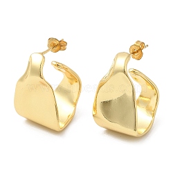 Rack Plating Brass Twist Stud Earrings, Half Hoop Earrings for Women, Long-Lasting Plated, Cadmium Free & Lead Free, Real 18K Gold Plated, 25x16.5x16.5mm(EJEW-D068-06G)