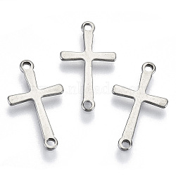 201 Stainless Steel Links Connectors, Laser Cut, Cross, Stainless Steel Color, 17x9.5x0.7mm, Hole: 1.2mm(X-STAS-R116-088)
