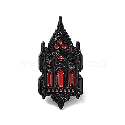 Gothic Zinc Alloy Enamel Pin Brooch, for Backpack Clothes, Building, 35x17.5x1.5mm(X-JEWB-C028-03D-EB)