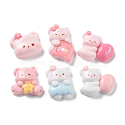 Opaque Resin Cabochons, Bear, Pink, 17.5~24x18~26x8~8.5mm(CRES-M029-05B)
