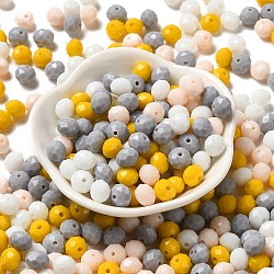 Glass Beads, Faceted, Rondelle, Yellow, 8x6mm, Hole: 1mm, about 145pcs/60g(EGLA-A034-SM8mm-39)