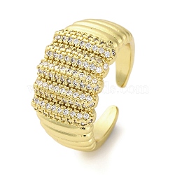 Brass Micro Pave Cubic Zirconia Open Cuff Rings for Women, Real 18K Gold Plated, Ring, 13mm, Inner Diameter: 18mm(BJEW-R100-01G-01)