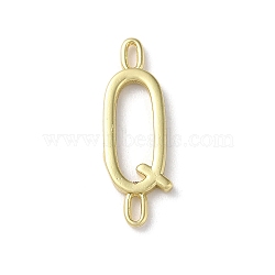 Rack Plating Brass Connector Charms, for Personalized Name Necklace Making, Cadmium Free & Lead Free, Long-Lasting Plated, Real 18K Gold Plated, Letter Q, 22.5x8x1.5mm, Hole: 3x0.8mm(KK-P245-07G-Q)